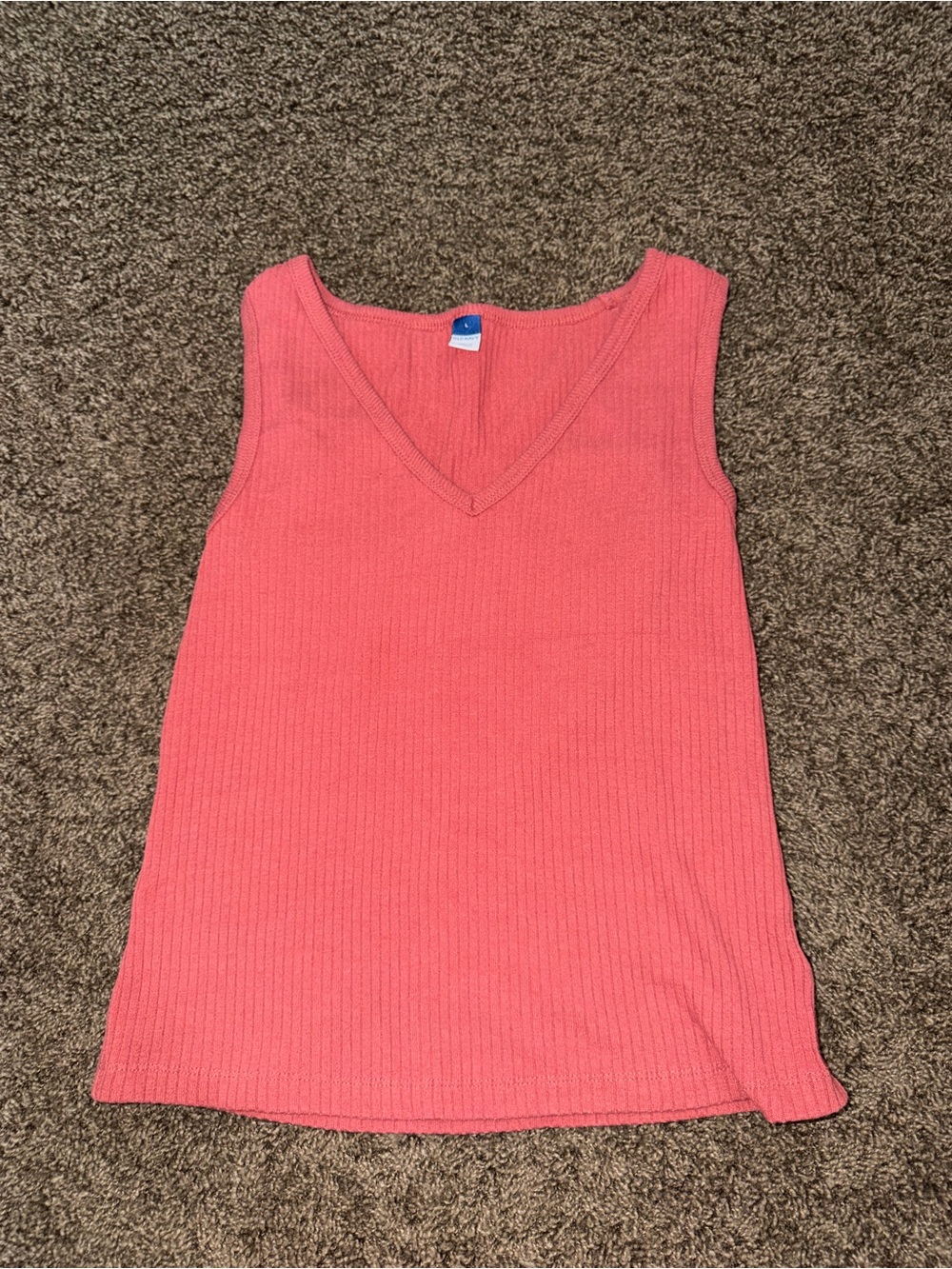 Old Navy Coral Ribbed V-Neck Tank Top